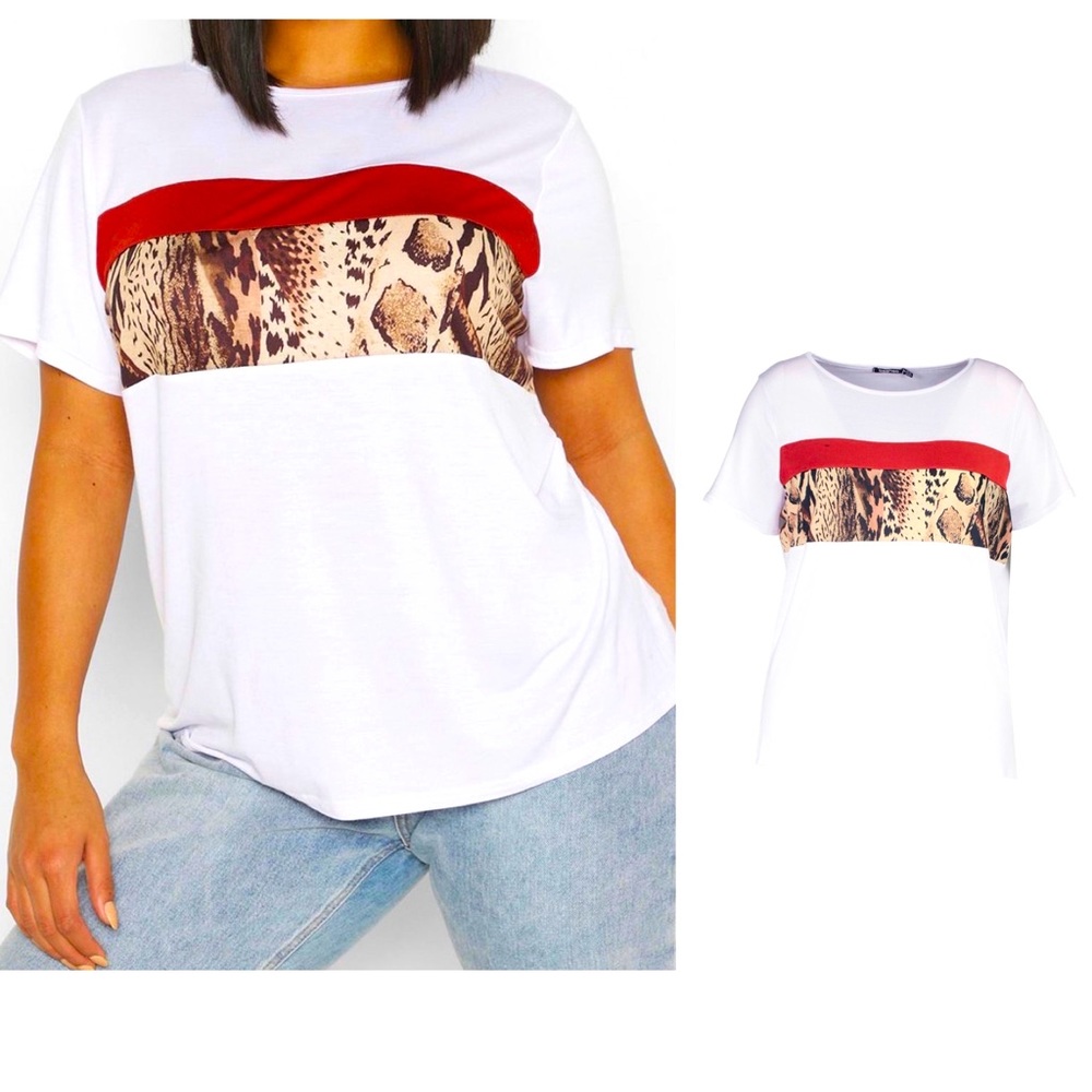 Boohoo Plus Animal Color Block T-Shirt